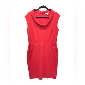 Banana Republic Dress Women’s Size 10 Red Sleeveless Cowl Neck Sheath w/Pockets.